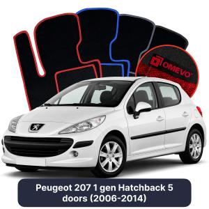 Dywaniki Welurowe OMEVO do Peugeot 207 1 gen Hatchback 5 drzwi (2006-2014)