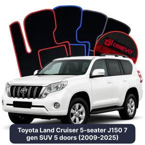 Dywaniki Welurowe OMEVO do Toyota Land Cruiser 5-osobowy J150 7 gen SUV 5 drzwi (2009-2025)
