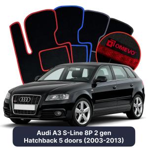Dywaniki Welurowe OMEVO do Audi A3 S-Line 8P 2 gen Hatchback 5 drzwi (2003-2013)