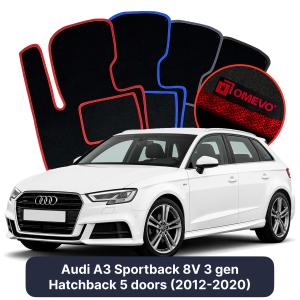 Dywaniki Welurowe OMEVO do Audi A3 Sportback 8V 3 gen Hatchback 5 drzwi (2012-2020)
