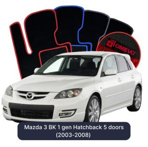 Dywaniki Welurowe OMEVO do Mazda 3 BK 1 gen Hatchback 5 drzwi (2003-2008)