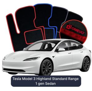 Dywaniki Welurowe OMEVO do Tesla Model 3 Highland Standard Range 1 gen Sedan (2022-2026)