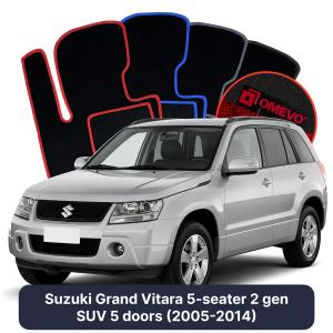 Dywaniki Welurowe OMEVO do Suzuki Grand Vitara 5-osobowy 2 gen SUV 5 drzwi (2005-2014)