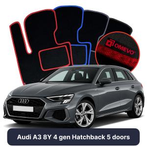 Dywaniki Welurowe OMEVO do Audi A3 8Y 4 gen Hatchback 5 drzwi (2020-2026)