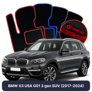 Dywaniki Welurowe OMEVO do BMW X3 USA G01 3 gen SUV (2017-2024)