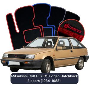 Dywaniki Welurowe OMEVO do Mitsubishi Colt GLX C10 2 gen Hatchback 3 drzwi (1984-1988)