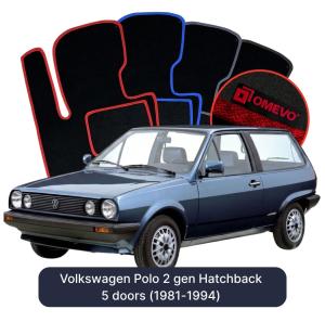Dywaniki Welurowe OMEVO do Volkswagen Polo 2 gen Hatchback 5 drzwi (1981-1994)