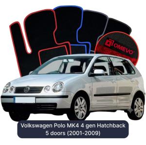 Dywaniki Welurowe OMEVO do Volkswagen Polo MK4 4 gen Hatchback 5 drzwi (2001-2009)