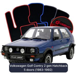 Dywaniki Welurowe OMEVO do Volkswagen Golf Contry 2 gen Hatchback 5 drzwi (1983-1992)