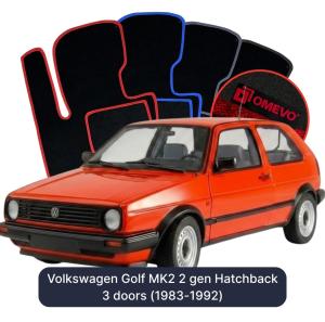 Dywaniki Welurowe OMEVO do Volkswagen Golf MK2 2 gen Hatchback 3 drzwi (1983-1992)
