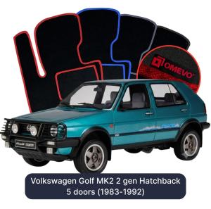 Dywaniki Welurowe OMEVO do Volkswagen Golf MK2 2 gen Hatchback 5 drzwi (1983-1992)