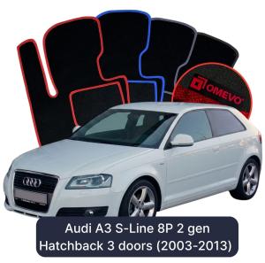 Dywaniki Welurowe OMEVO do Audi A3 S-Line 8P 2 gen Hatchback 3 drzwi (2003-2013)