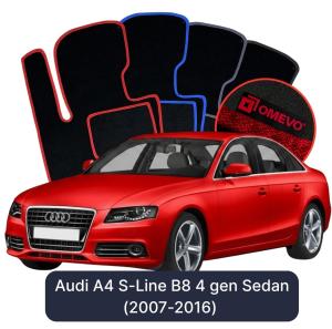 Dywaniki Welurowe OMEVO do Audi A4 S-Line B8 4 gen Sedan (2007-2016)