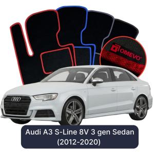 Dywaniki Welurowe OMEVO do Audi A3 S-Line 8V 3 gen Sedan (2012-2020)