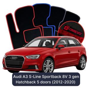 Dywaniki Welurowe OMEVO do Audi A3 S-Line Sportback 8V 3 gen Hatchback 5 drzwi (2012-2020)