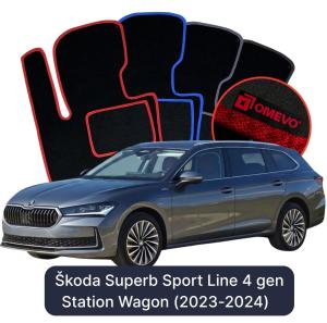 Dywaniki Welurowe OMEVO do Škoda Superb Sport Line 4 gen Kombi (2023-2024)