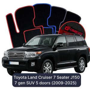 Dywaniki Welurowe OMEVO do Toyota Land Cruiser 7-osobowy J150 7 gen SUV 5 drzwi (2009-2025)