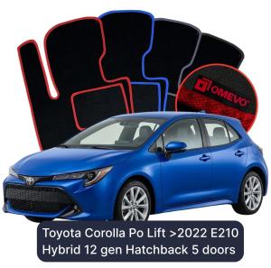 Dywaniki Welurowe OMEVO do Toyota Corolla Po Lift >2022 E210 Hybryda 12 gen Hatchback 5 drzwi (2018-2026)