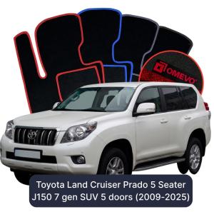 Dywaniki Welurowe OMEVO do Toyota Land Cruiser Prado 5-Osobowy J150 7 gen SUV 5 drzwi (2009-2025)