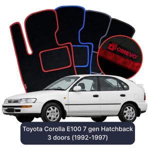 Dywaniki Welurowe OMEVO do Toyota Corolla E100 7 gen Hatchback 3 drzwi (1992-1997)