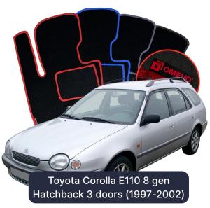 Dywaniki Welurowe OMEVO do Toyota Corolla E110 8 gen Hatchback 3 drzwi (1997-2002)