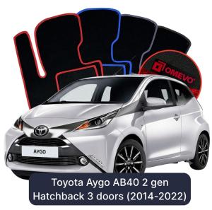 Dywaniki Welurowe OMEVO do Toyota Aygo AB40 2 gen Hatchback 3 drzwi (2014–2022)