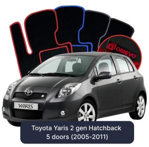 Dywaniki Welurowe OMEVO do Toyota Yaris  2 gen Hatchback 5 drzwi (2005-2011)