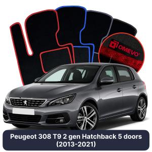 Dywaniki Welurowe OMEVO do Peugeot 308 T9 2 gen Hatchback 5 drzwi (2013-2021)