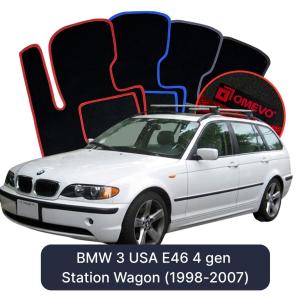 Dywaniki Welurowe OMEVO do BMW 3 USA E46 4 gen Kombi (1998-2007)