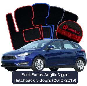 Dywaniki Welurowe OMEVO do Ford Focus Anglik 3 gen Hatchback 5 drzwi (2010-2019)