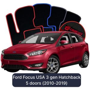 Dywaniki Welurowe OMEVO do Ford Focus USA 3 gen Hatchback 5 drzwi (2010-2019)