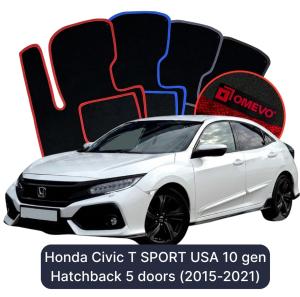 Dywaniki Welurowe OMEVO do Honda Civic T SPORT USA 10 gen Hatchback 5 drzwi (2015-2021)