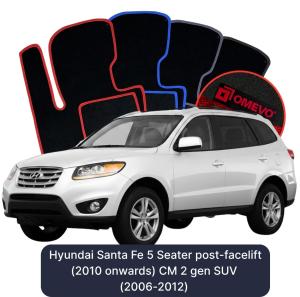 Dywaniki Welurowe OMEVO do Hyundai Santa Fe 5-osobowy poliftingowy (po 2010) CM 2 gen SUV (2006-2012)