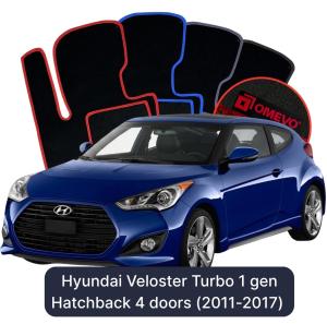 Dywaniki Welurowe OMEVO do Hyundai Veloster Turbo 1 gen Hatchback 4 drzwi (2011-2017)