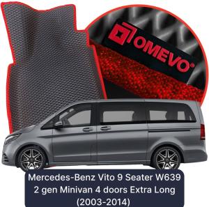 OMEVO 5D Pro EVA Dywaniki do Mercedes-Benz Vito 9-osobowy W639 2 gen Minivan 4 drzwi Extra Long (2003-2014)