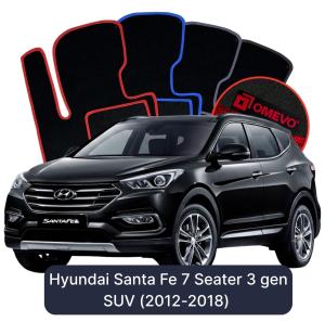 Dywaniki Welurowe OMEVO do Hyundai Santa Fe 7-osobowy 3 gen SUV (2012-2018)