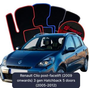 Dywaniki Welurowe OMEVO do Renault Clio poliftingowy (od 2009) 3 gen Hatchback 5 drzwi (2005-2012)
