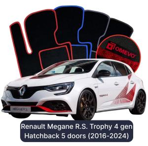 Dywaniki Welurowe OMEVO do Renault Megane R.S. Trophy 4 gen Hatchback 5 drzwi (2016-2024)