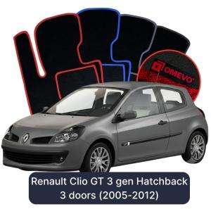 Dywaniki Welurowe OMEVO do Renault Clio GT 3 gen Hatchback 3 drzwi (2005-2012)
