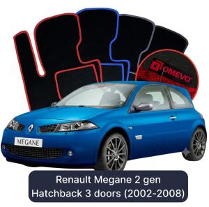 Dywaniki Welurowe OMEVO do Renault Megane 2 gen Hatchback 3 drzwi (2002-2008)