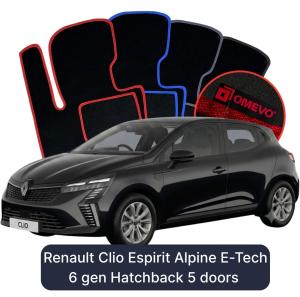 Dywaniki Welurowe OMEVO do Renault Clio Espirit Alpine E-Tech 6 gen Hatchback 5 drzwi (2025-2026)