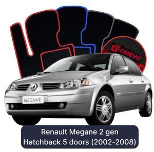 Dywaniki Welurowe OMEVO do Renault Megane 2 gen Hatchback 5 drzwi (2002-2008)