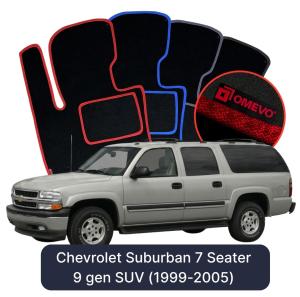 Dywaniki Welurowe OMEVO do Chevrolet Suburban 7-osobowy 9 gen SUV (1999-2005)