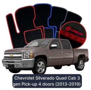 Dywaniki Welurowe OMEVO do Chevrolet Silverado Quad Cab 3 gen Pick-up 4 drzwi (2013-2019)