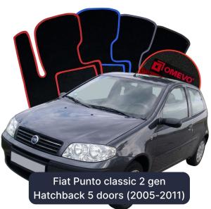 Dywaniki Welurowe OMEVO do Fiat Punto classic  2 gen Hatchback 5 drzwi (2005-2011)