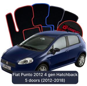 Dywaniki Welurowe OMEVO do Fiat Punto 2012 4 gen Hatchback 5 drzwi (2012-2018)