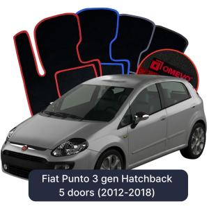 Dywaniki Welurowe OMEVO do Fiat Punto 3 gen Hatchback 5 drzwi (2012-2018)