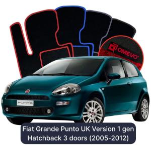 Dywaniki Welurowe OMEVO do Fiat Grande Punto Wersja angielska 1 gen Hatchback 3 drzwi (2005-2012)