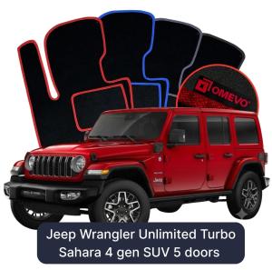 Dywaniki Welurowe OMEVO do Jeep Wrangler Unlimited Turbo Sahara 4 gen SUV 5 drzwi (2017-2026)