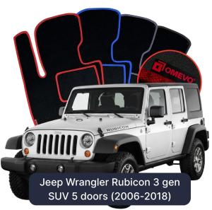 Dywaniki Welurowe OMEVO do Jeep Wrangler Rubicon 3 gen SUV 5 drzwi (2006-2018)